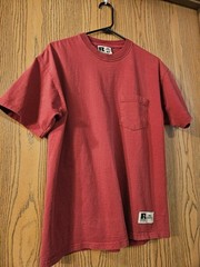 VTG 90s Russell Athletic Pro Cotton Pocket Blank T-Shirt Medium Boxy Faded Red