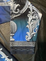 Prestige Men’s Long Sleeve Versace Like Graphic Print Greek Key Shirt Blue 3X