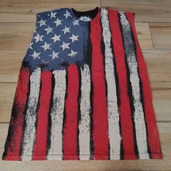 ODM American Flag Patriotic All Over Print T Shirt USA Red White Blue 2XL