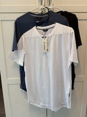 Lot Of 3 JMIERR White/Black/Blue Ribbed Curved Hem ShortSleeveT-Shirt Size L NWT
