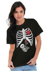 Spooky Halloween Maternity Skeleton Xray Womens Graphic Crewneck T Shirt Tee