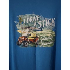 Tommy Bahama Mens Blue Golf I Drive A Stick Graphic T Shirt Large L G Cotton