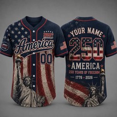 America 250th Anniversary Baseball Jersey, Custom Name Jersey, 4th of July Gift