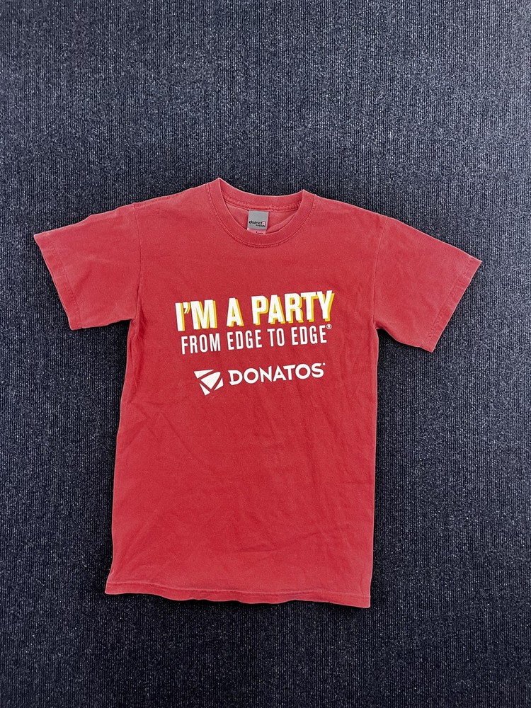 Donatos Shirt Mens Small Graphic Pizza Party Slogan District Threads Tee