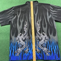 Vintage Flames Shirt Mens XL Black 90S Y2K Fire Button Up Trailer Park Boys