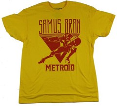 Metroid (Nintendo) Adult New T-Shirt – Samus Aran Red Triangle Shooting Logo