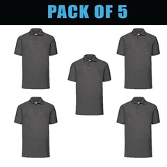 Pack of 5 & 3 Fruit of the Loom 65/35 Polo Plain Smart Casual Short Sleeve SS402