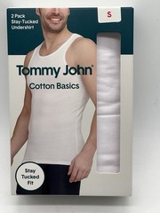 NEW 2PACK MENS TOMMY JOHN STAY TUCKED COTTON BASIC TANK UNDER SHIRT SMALL WHITE