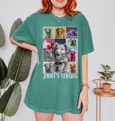 Custom Dog Portrait Comfort Tee Personalized Pet Owner Gift Shirt Dog