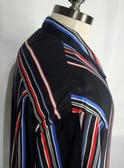 Shaquille XLG Big/Tall Mens Black / Brown Multi Striped SS Button2XLT, 3XLT, 4XL