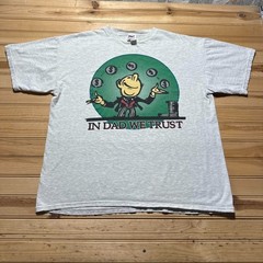 Vintage 90s In Dad We Trust Coins Stack Juggling Graphic Funny Humor T-Shirt XL