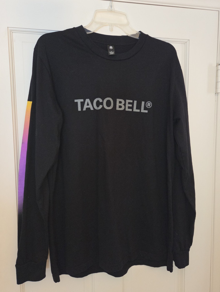 Taco Bell Mens Large Black Long Sleeve Cotton T-Shirt AS Colour