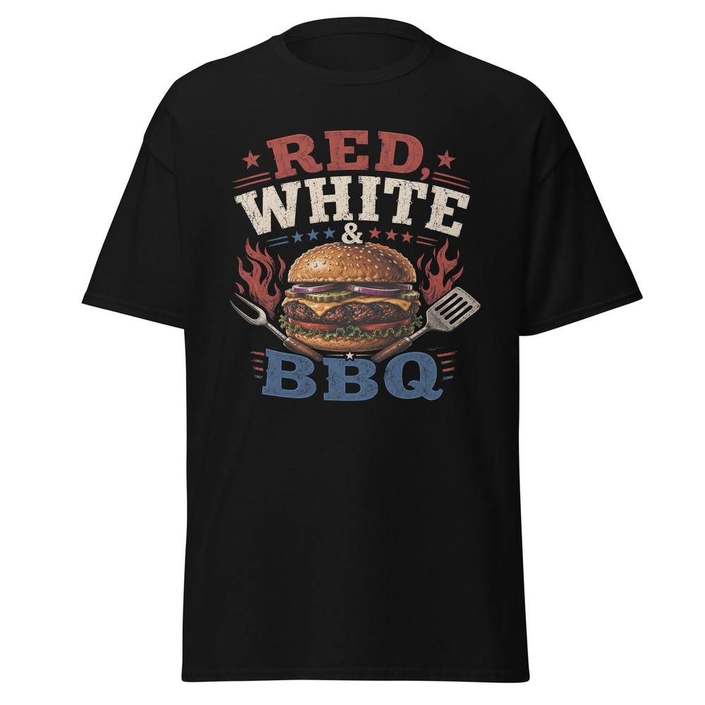 T Shirt for BBQ Unisex Patriotic Grill Shirt Summer Barbecue Burger Graphic Tee