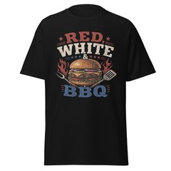 T Shirt for BBQ Unisex Patriotic Grill Shirt Summer Barbecue Burger Graphic Tee