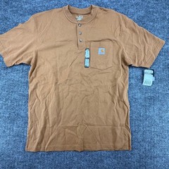 Carhartt Henley T-Shirt Mens Medium Brown New K84 Short Sleeve Pocket Tee