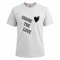 Hanes Tagless Share The Love T-Shirt Mens M Gray Heart Crown Graphic Tee