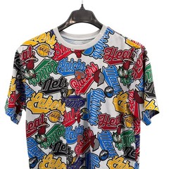 NBA T-Shirt Mens Large Pre-Owned All Over Print Multi Color Basketball Team Logo