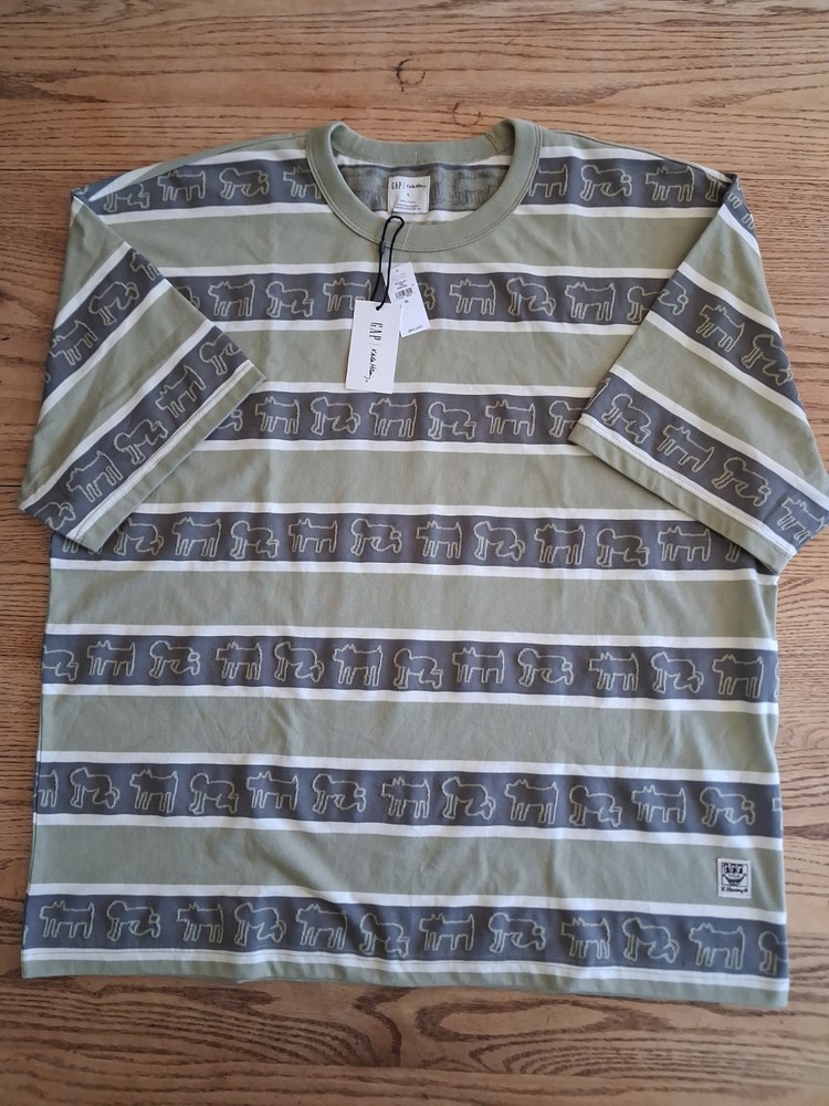NWT Gap X Keith Haring Oversized Stripe T-Shirt Mens Sz XL