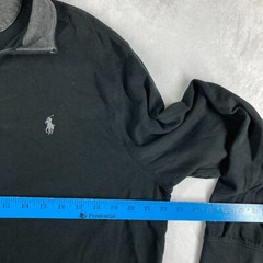 Polo Ralph Lauren Mens Large Black 1/4 Zip Pullover Shirt Gray Pony