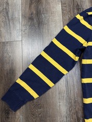 Polo Ralph Lauren Rugby Shirt Mens Large Navy Yellow Striped Pony Classic Fit