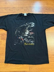 VTG 90s 3D Emblem Survivors Wolf Motorcycle Single Stitch (XL) T Shirt Black HD