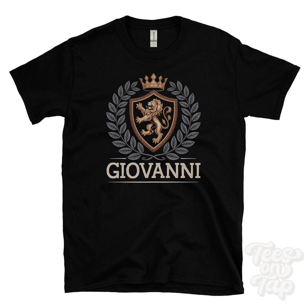 GIOVANNI FANTASY COAT OF ARMS T-SHIRT novelty parody family name crest