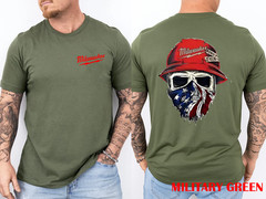 Milwaukee Tool Roughneck Skull America Flag T-Shirt, Unisex 2-Sided