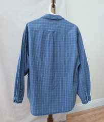 John Ashford Long Sleeves Blue Plaid Button Down Mens Shirt Sz XL 100% Cotton