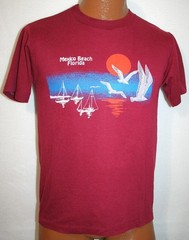 Vintage 80s MEXICO BEACH FLORIDA Single Stitch T-SHIRT M Seagulls Sunset Boats