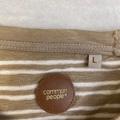 Common People Mens Striped T-Shirt Large Short Sleeve Casual Beige White