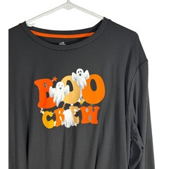 Way to Celebrate Halloween Boo Crew Ghost Graphic Long Sleeve Tee Black XL 46-48