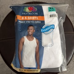 Fruit Of The Loom Mens Tag Free Tank A-Shirt Undershirt, 6 Pack White, XL