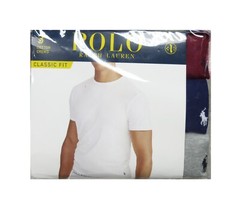 Polo Ralph Lauren Men’s Burgundy-Navy-Gray Classic Fit Crew-Neck 3 Pack T-Shirts