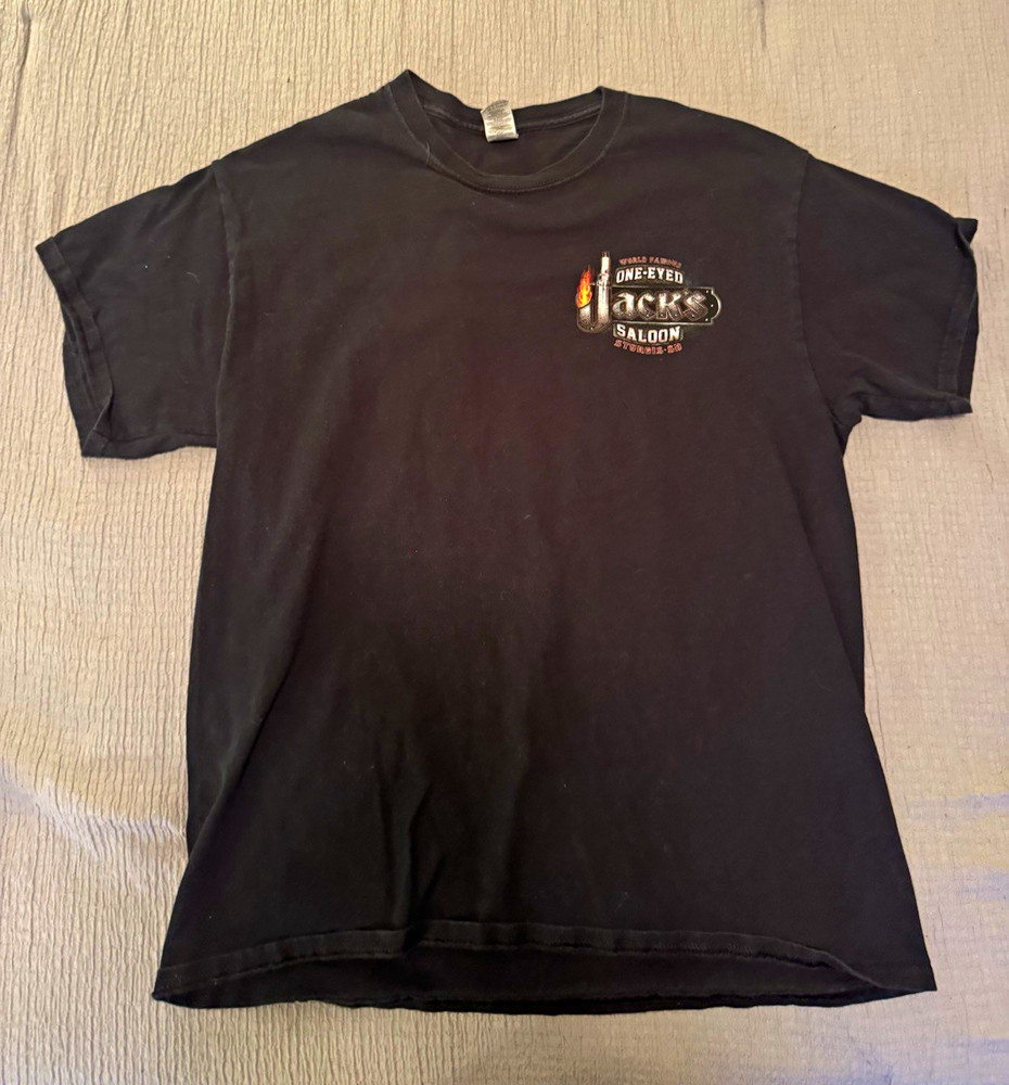 One-Eyed Jacks Saloon Sturgis SD Black Double-Sided Graphic Tee Men’s L