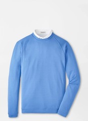 NWT Peter Millar Blue Beaumont Performance Crew LS Pullover Mens Sz XL $145