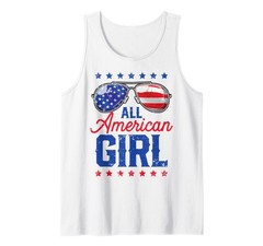All American Girl 4th of July USA Sunglasses Family Matching Tank Top