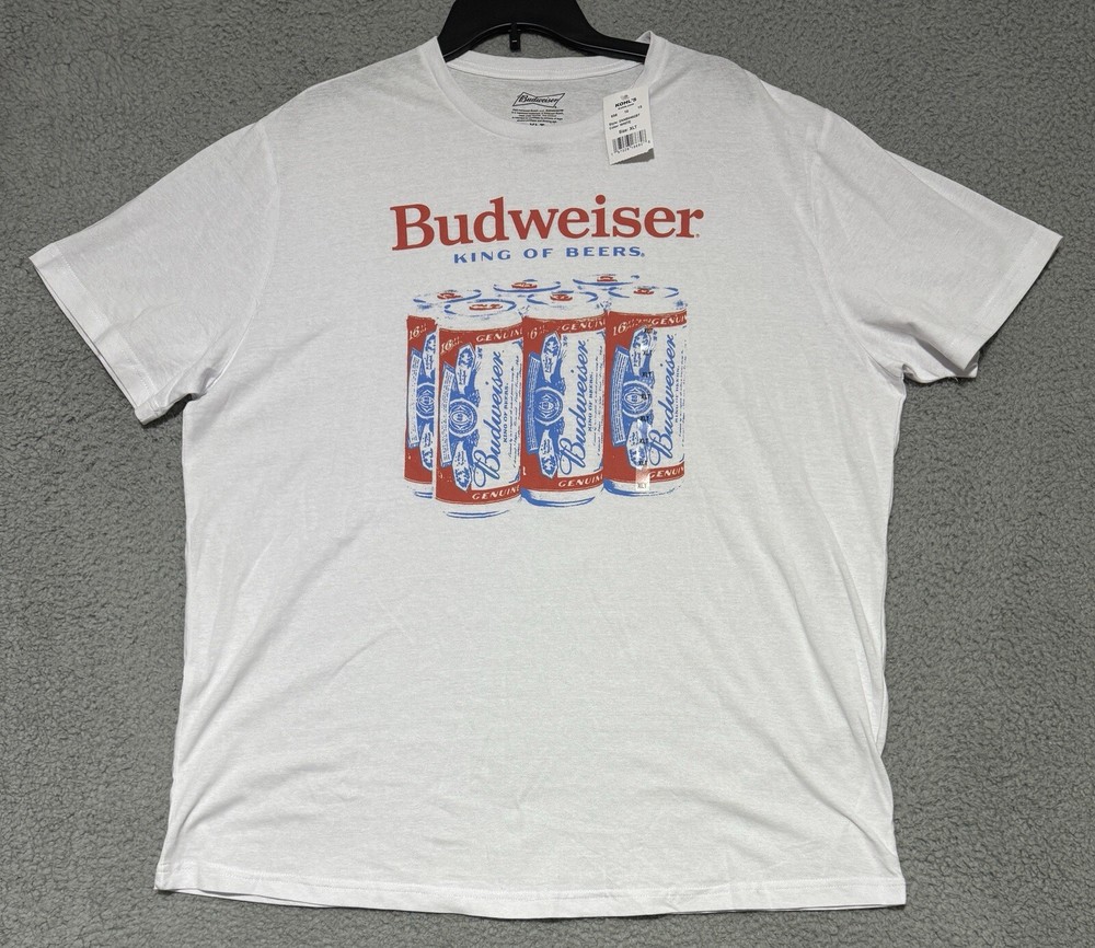 Budweiser Six Pack Beer Print T Shirt Mens Size XLT NEW