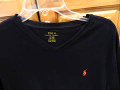 Polo Ralph Lauren Mens V neck T-Shirt Jet Black Classic Large New NWOT Cotton
