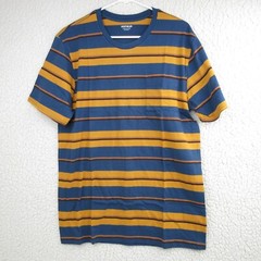 Goodthreads Pocket T-Shirt Men’s Large Tall Crewneck Blue/Tan Stripes Lot of 3