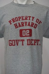 2002 Property of Harvard Department of Gov XLarge Fruit of the Loom T-shirt