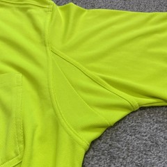 Duluth Trading Mens L Bright Safety Yellow Short Sleeve T-Shirt Pocket Stretch *
