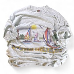 Vtg 90s Myrtle Beach Art T-Shirt Mosaic Sailboat Lighthouse Single Stitch USA L