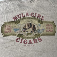 Hula Girl Tabacco Cigars Shirt Kona Coffee Dyed Single Stitch 2XL Distressed Vtg