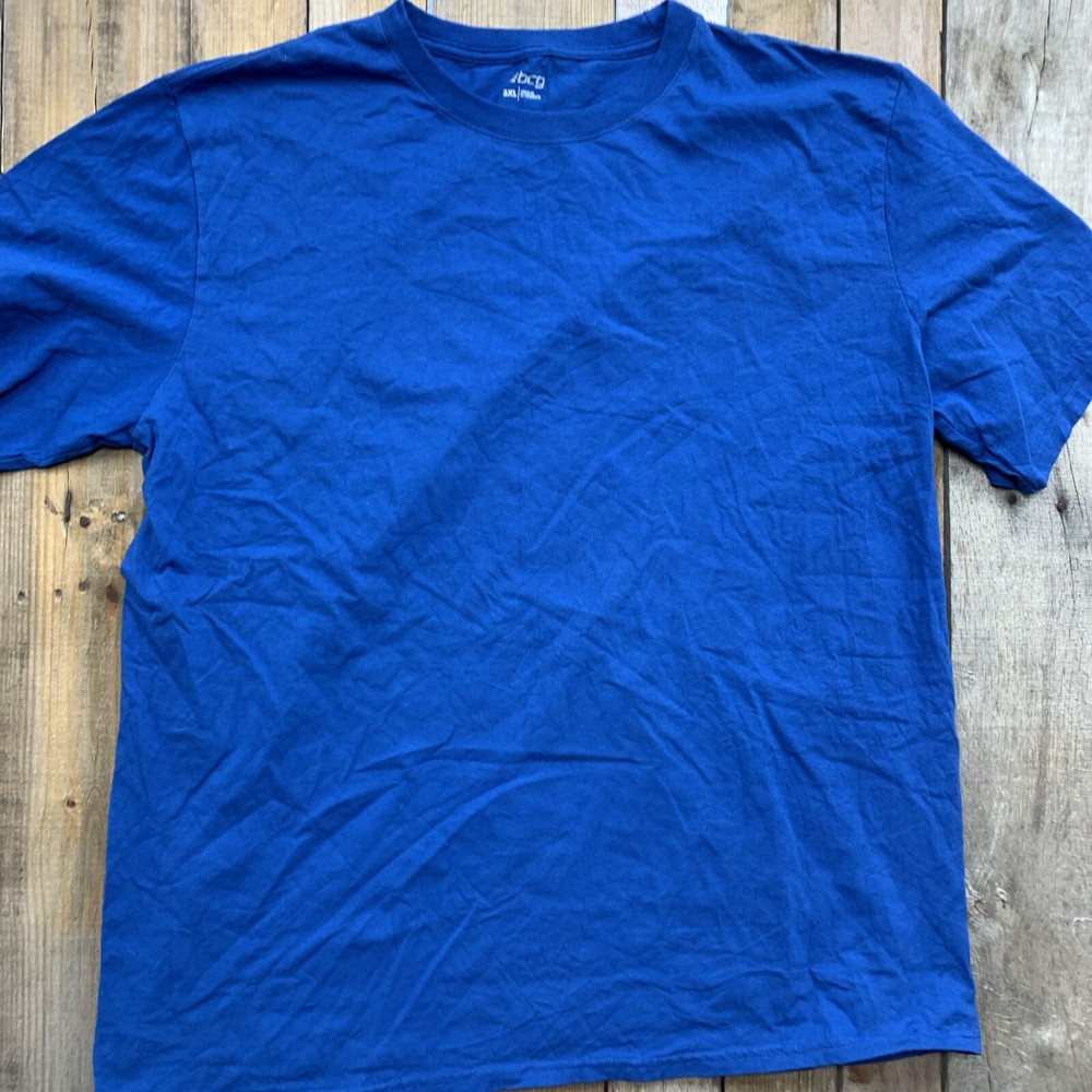 BCG Blank Solid Blue T-Shirt Mens Size 3XL