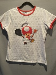 Universal Studios Super Nintendo World Toad Ringer Tee Crew Neck White/Red L