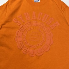 Vtg 80s Hanes Syracuse University Puff Print Mens Shirt L Orange College USA