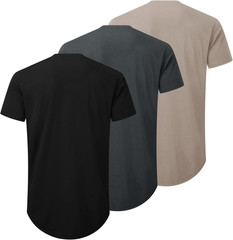 Mens 3 Pack Plain Cotton Shirts Short Sleeve Casual Crew Neck T-Shirts Hipster H