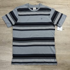 Hang Ten Striped Pocket Tshirt Short Sleeve Black Gray White Mens Size Small NWT