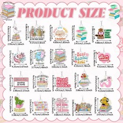 100 Pcs Book Lover Keychains Bulk, Funny Acrylic Bookish Keychains Book Club …
