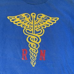 Vintage 90s RN Registered Nurse Medical T-Shirt Adult Large Blue Made In USA